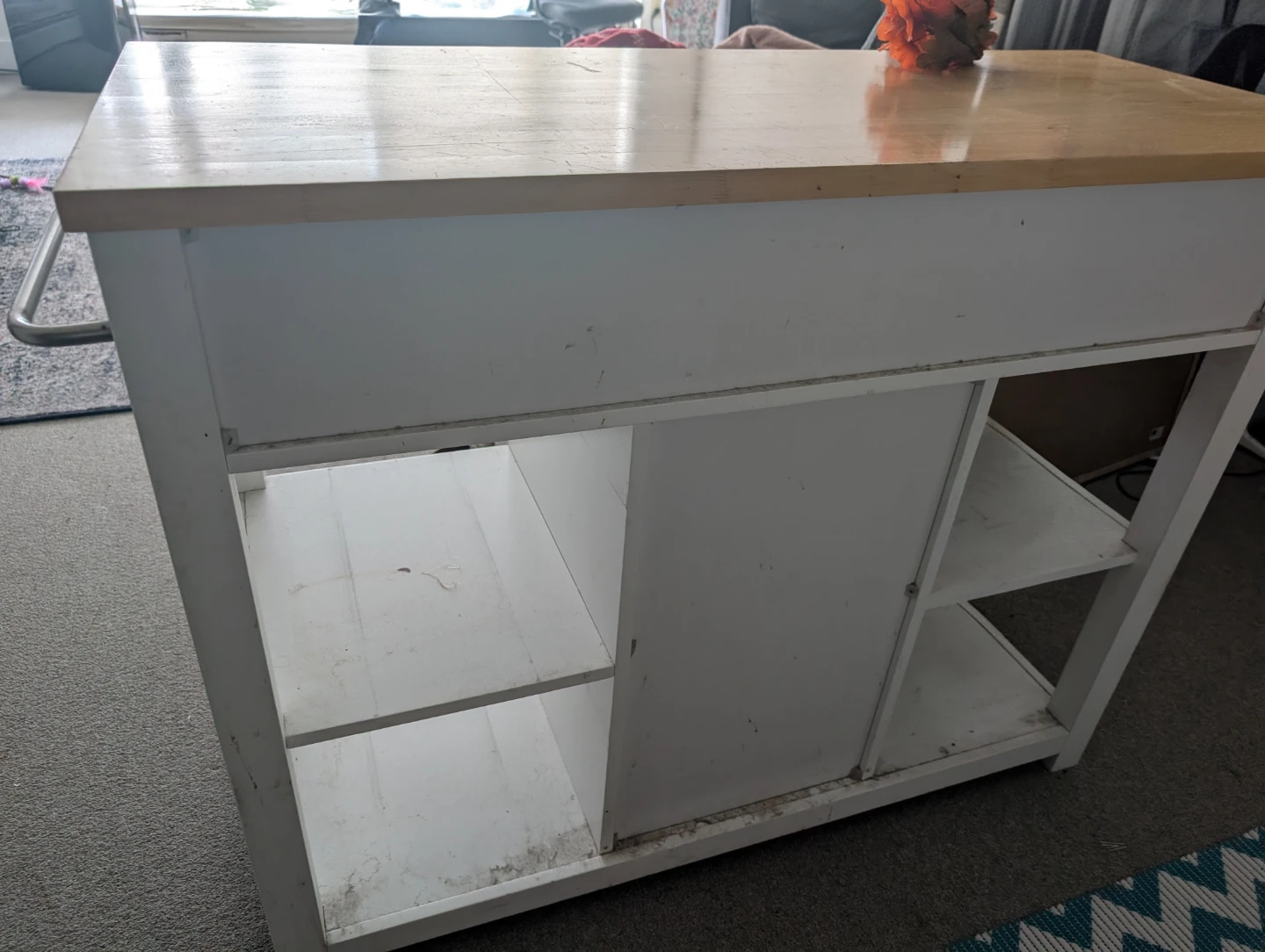 White Kitchen Island with Wood Top - photo 2