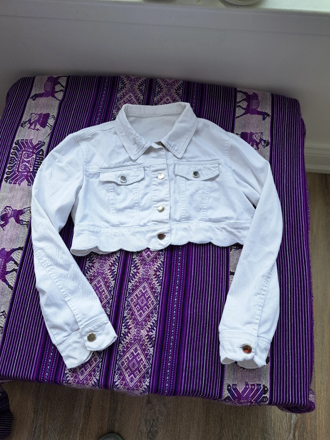 White Cropped Denim Jacket