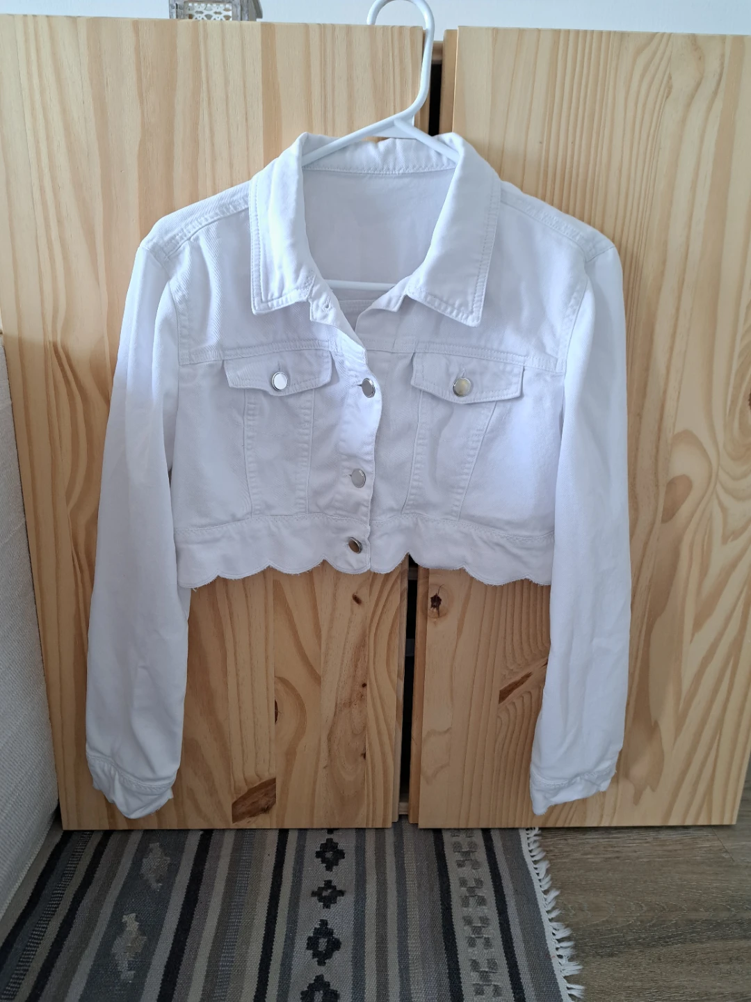 White Cropped Denim Jacket - photo 2
