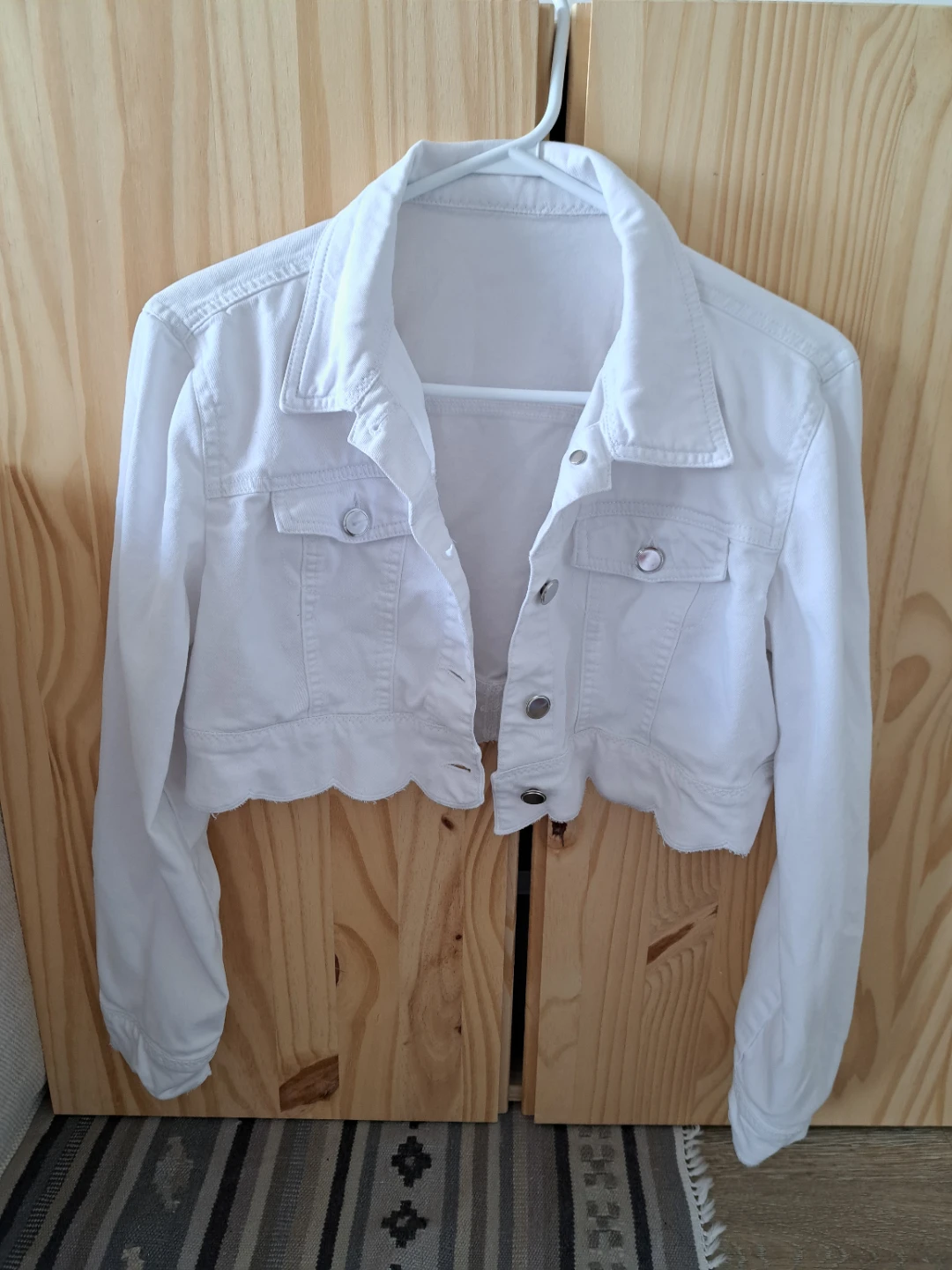 White Cropped Denim Jacket - photo 4