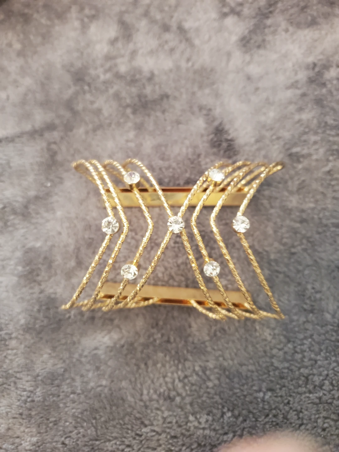 Gold Arm Bracelet with Rhinestones - photo 5