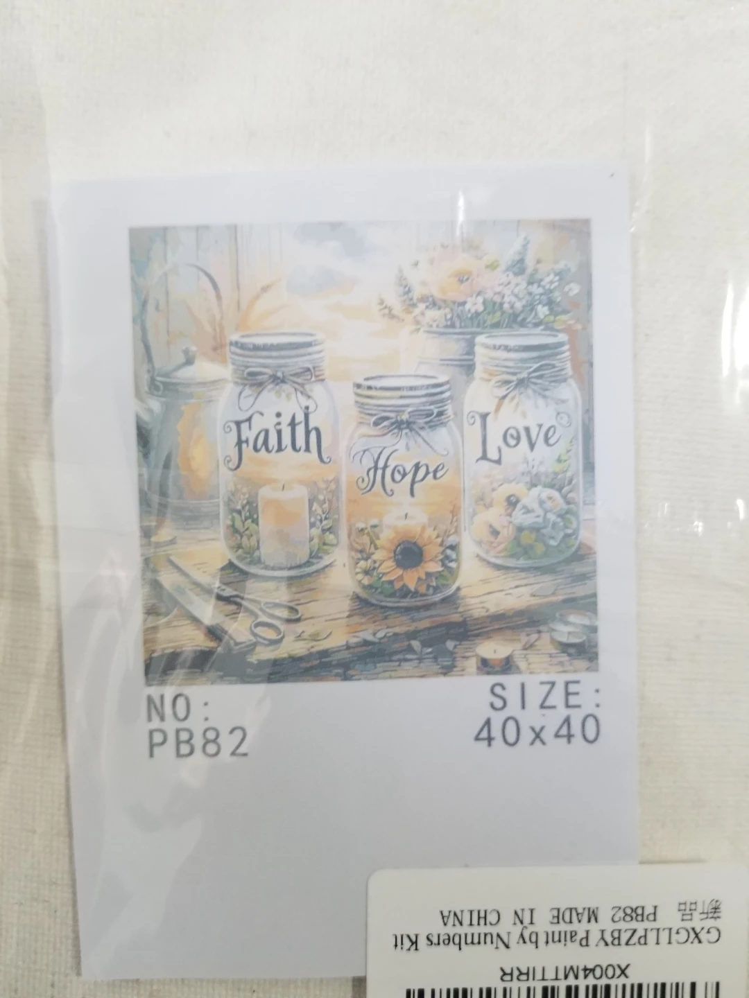 Paint by Numbers Kit - Faith Hope Love Jars 40x40cm - photo 2