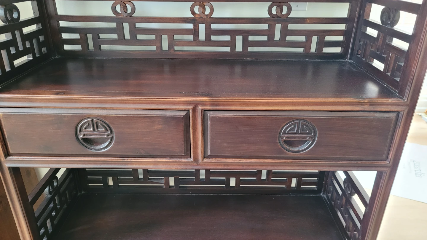 Dark Wood Display Shelf with Drawers - photo 2