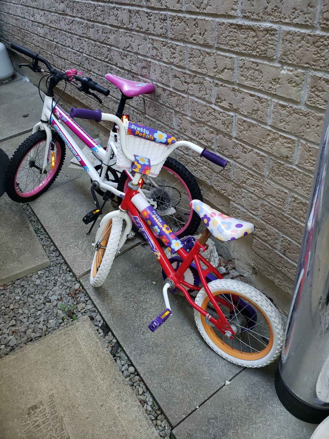 Two Kids' Bikes - One Pink & White, One Red & Purple - photo 2
