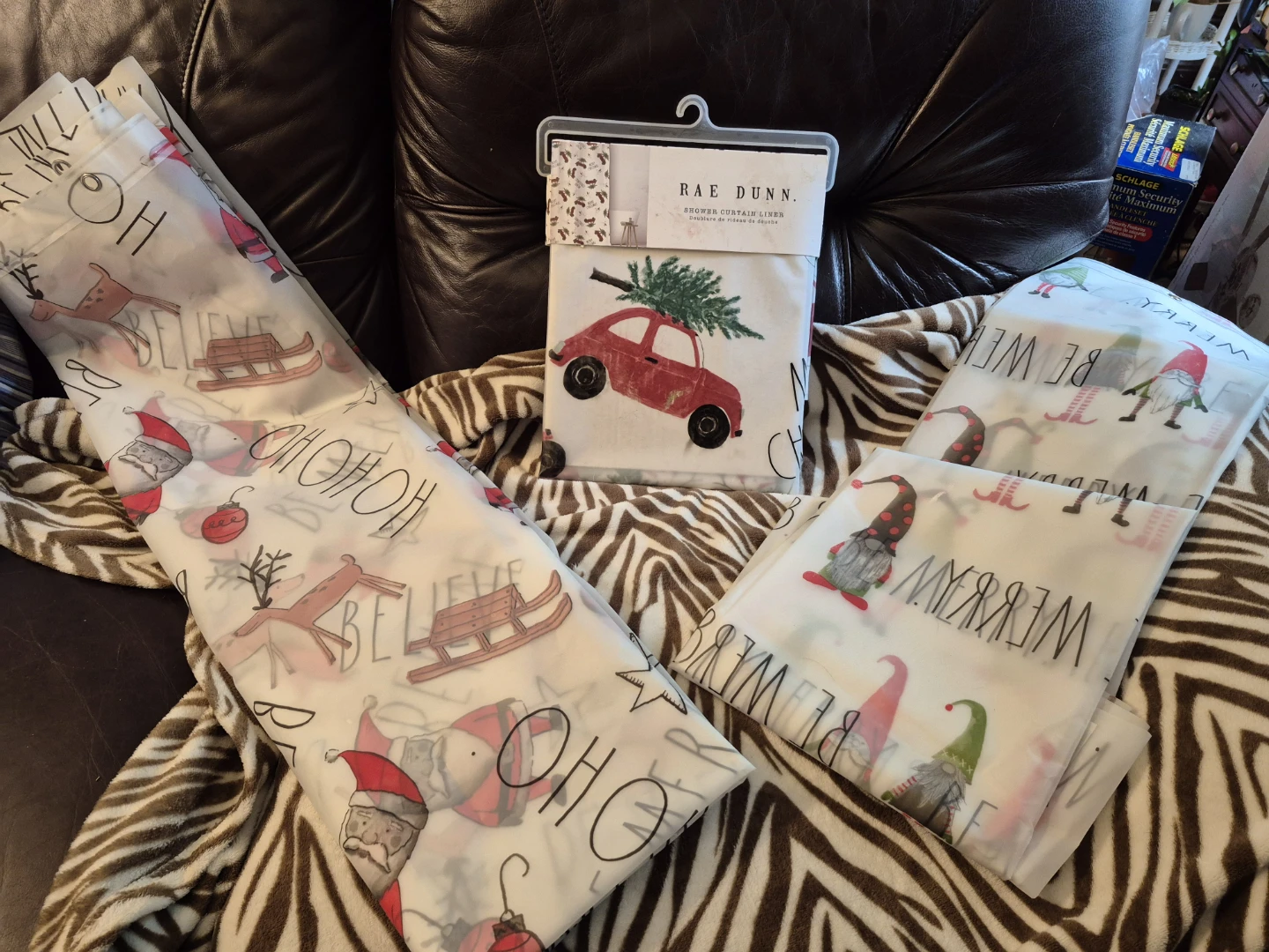 Rae Dunn Christmas Shower Curtain ..set of 3