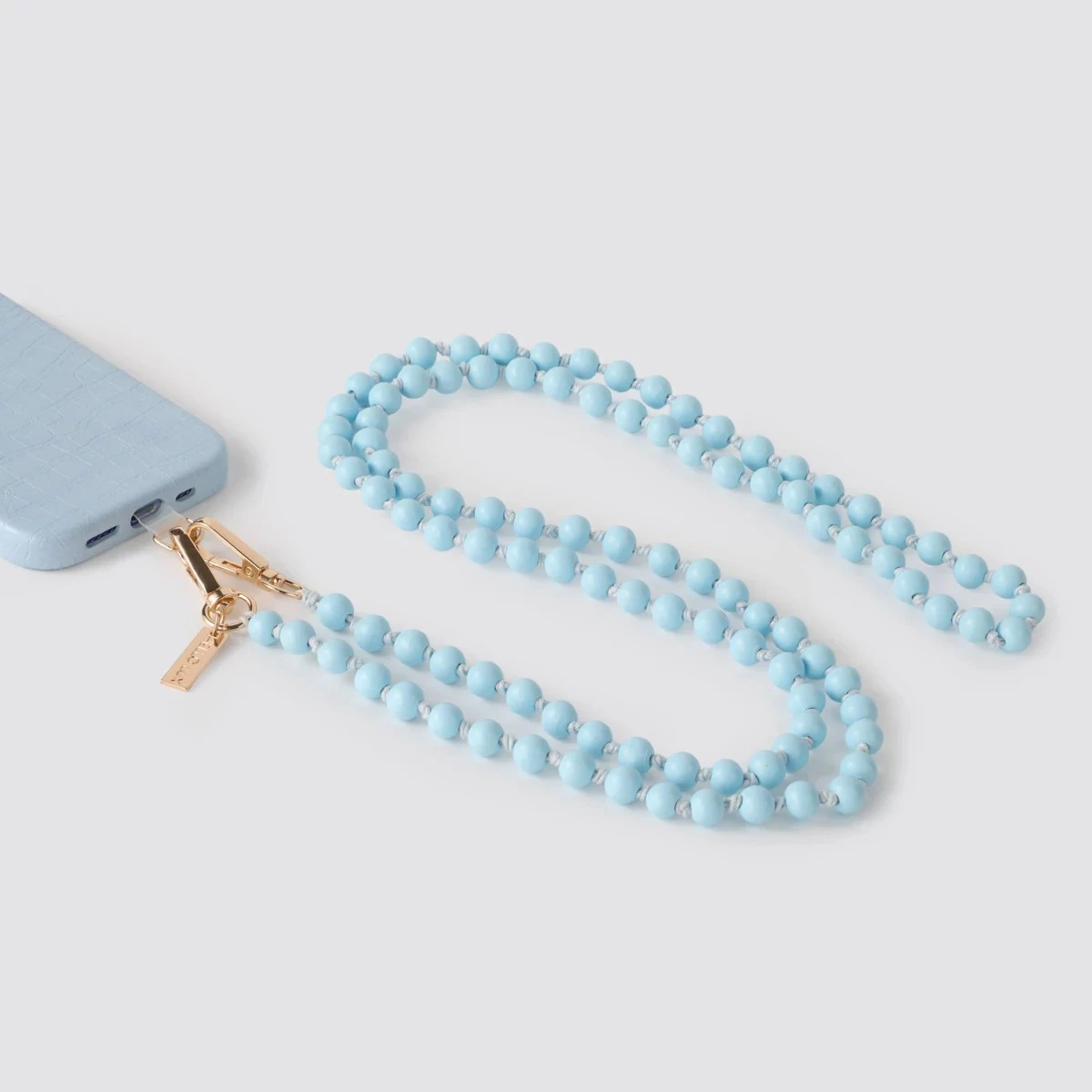 Hello Lux Painted Wooden Bead Phone Crossbody Lanyard - Blue - photo 3