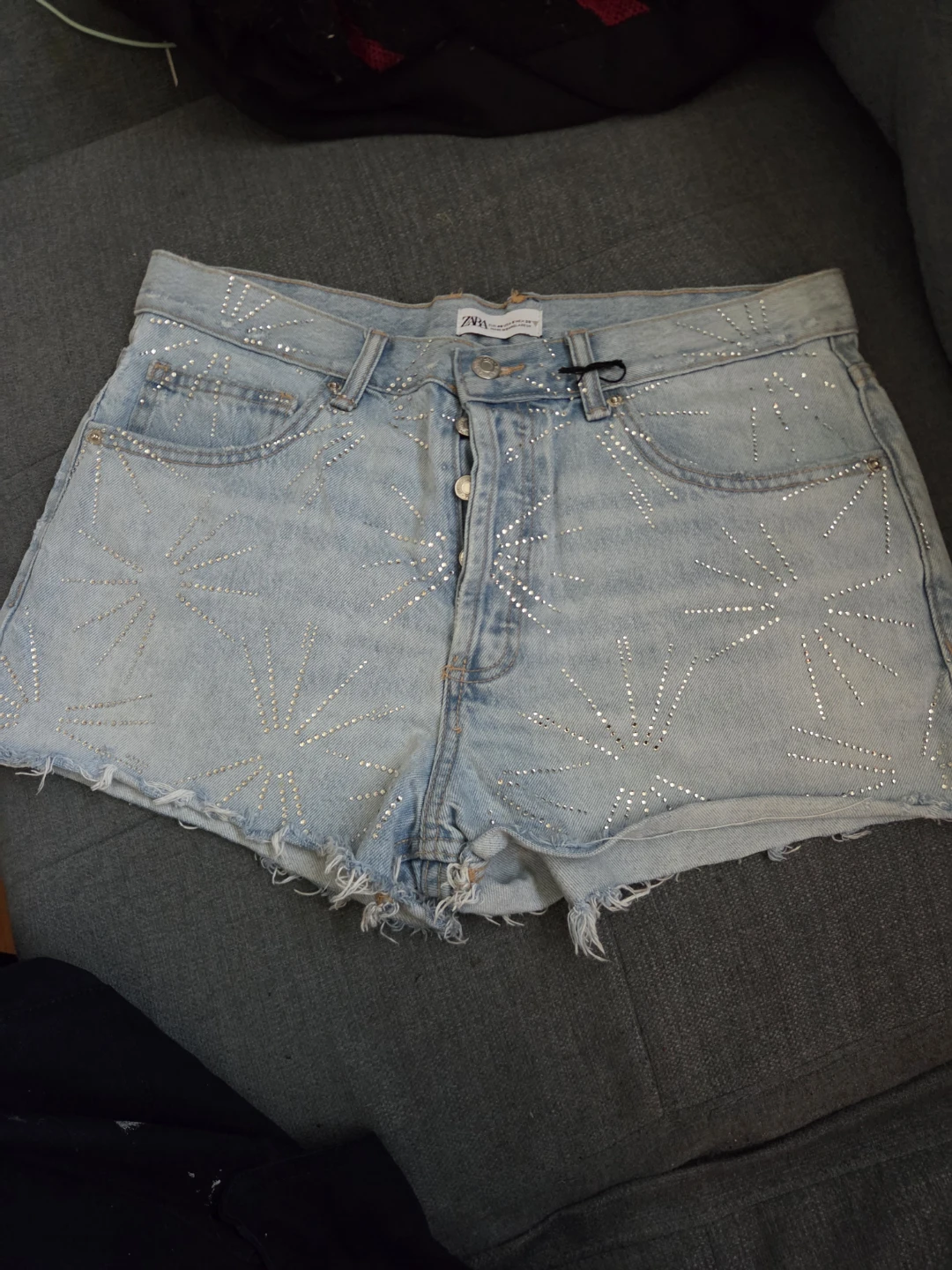 ZARA Embellished Denim Shorts
