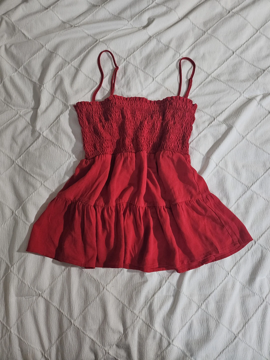 Red Smocked Camisole Top - photo 3