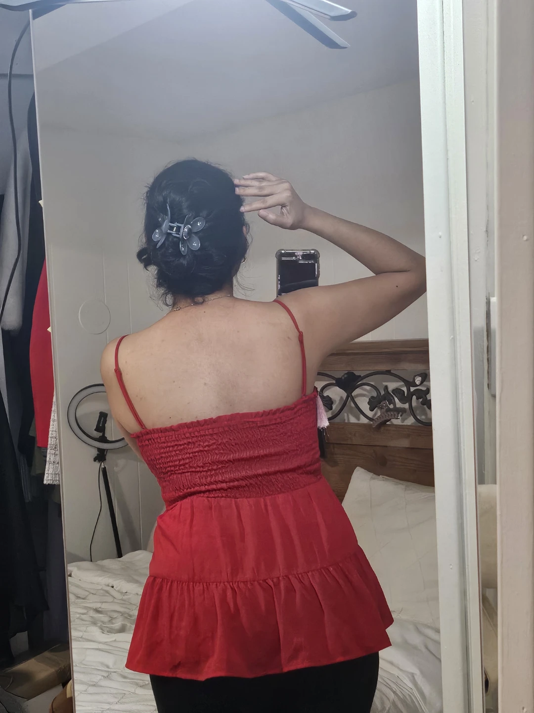 Red Smocked Camisole Top - photo 4