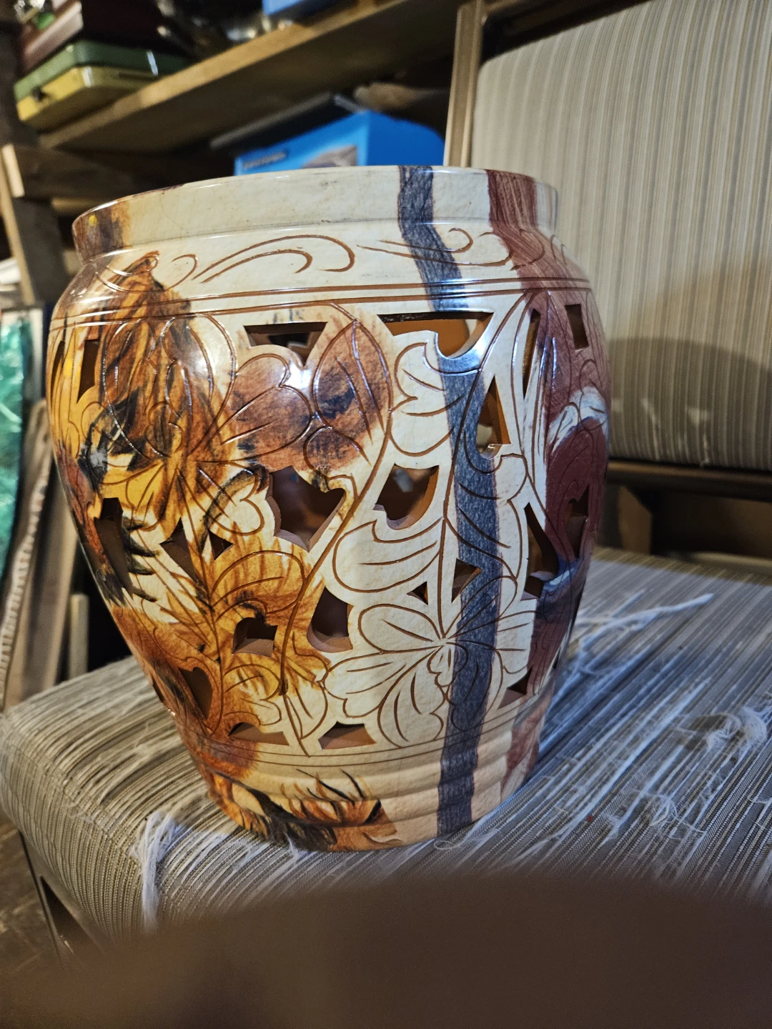 Decorative Ceramic Vase with Cutout Floral Design - photo 3