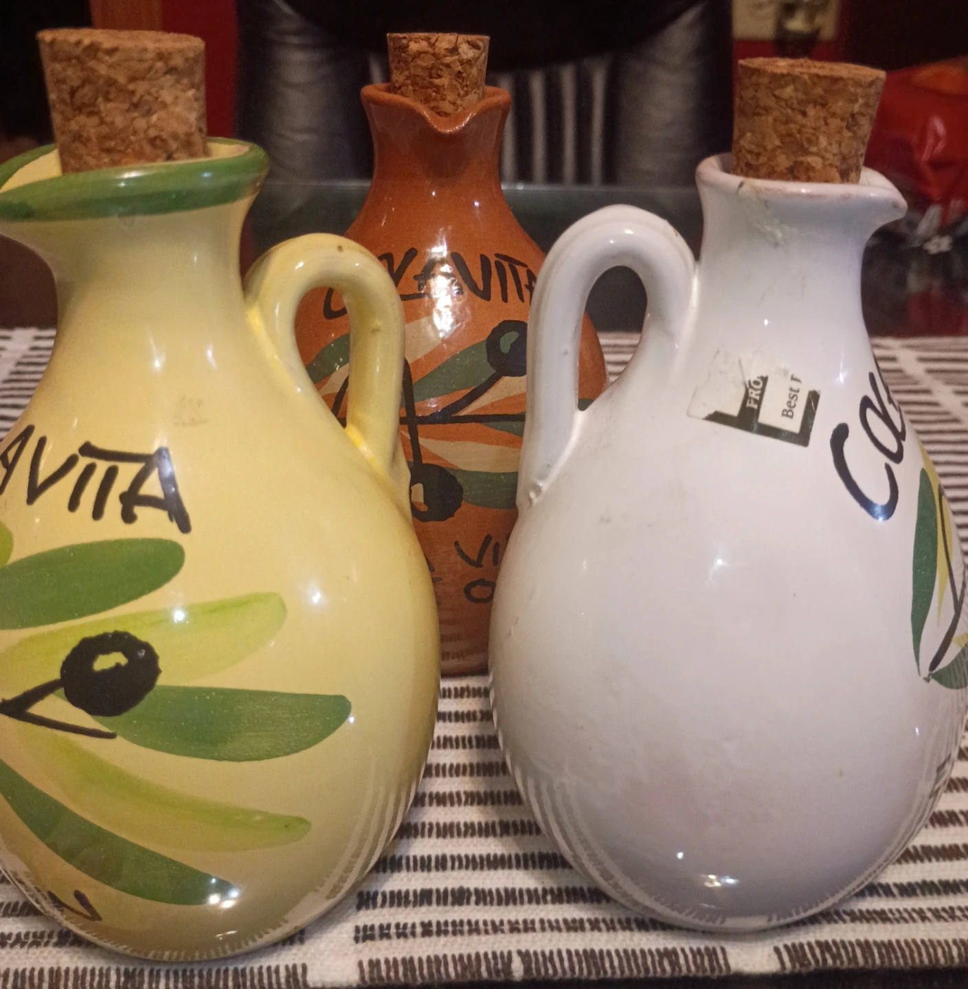 Set of 3 Decorative EVOO Ceramic Bottles with Cork - photo 2