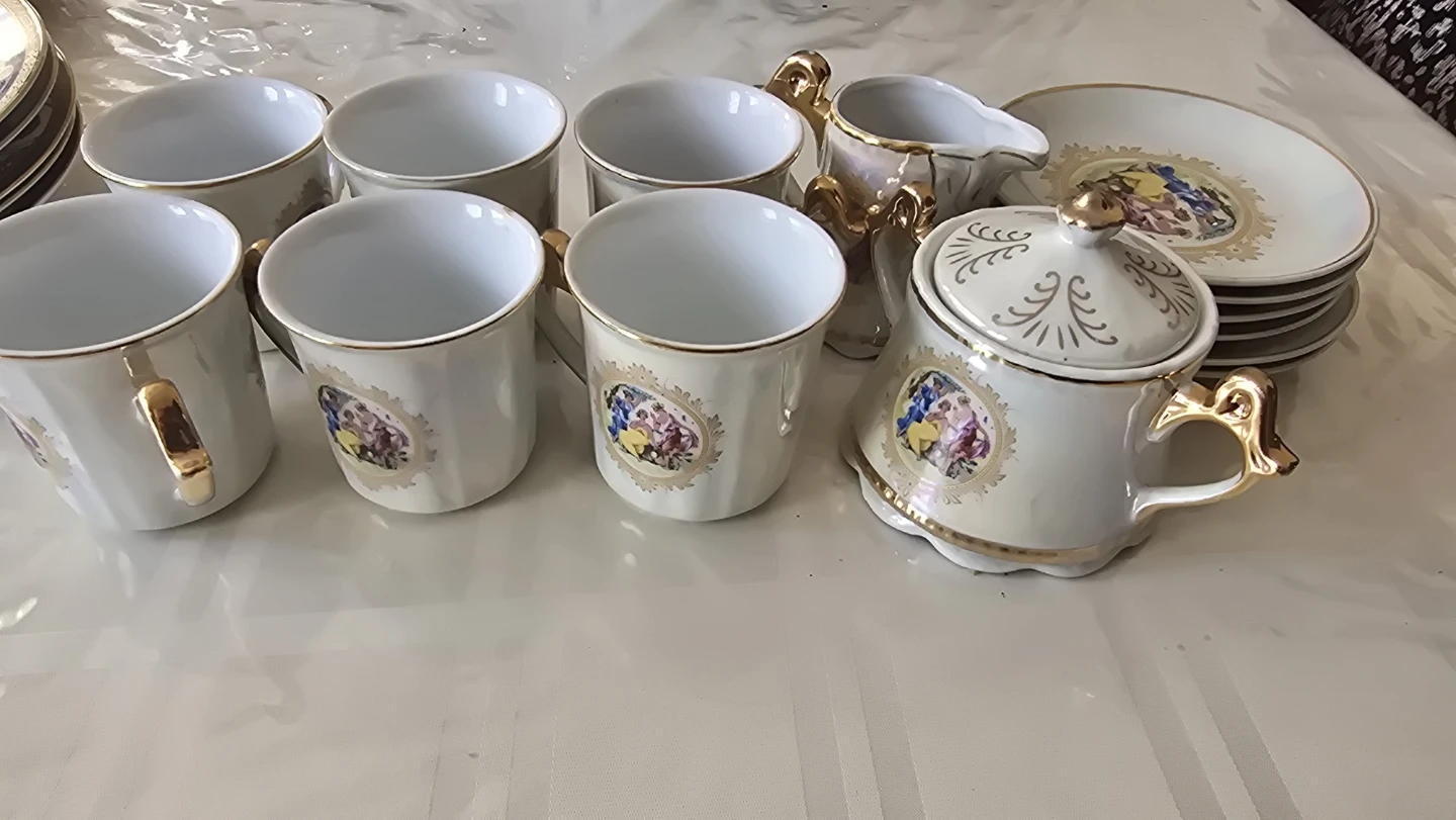 Vintage Porcelain Tea Set with Floral Accents