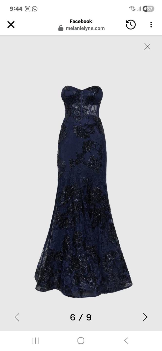 Melanie Lyne Navy Beaded Lace Gown size 8 and size 6 available - photo 3