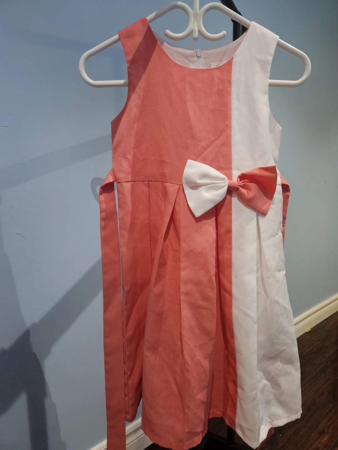 Girls' Two-Tone Dress with Bow