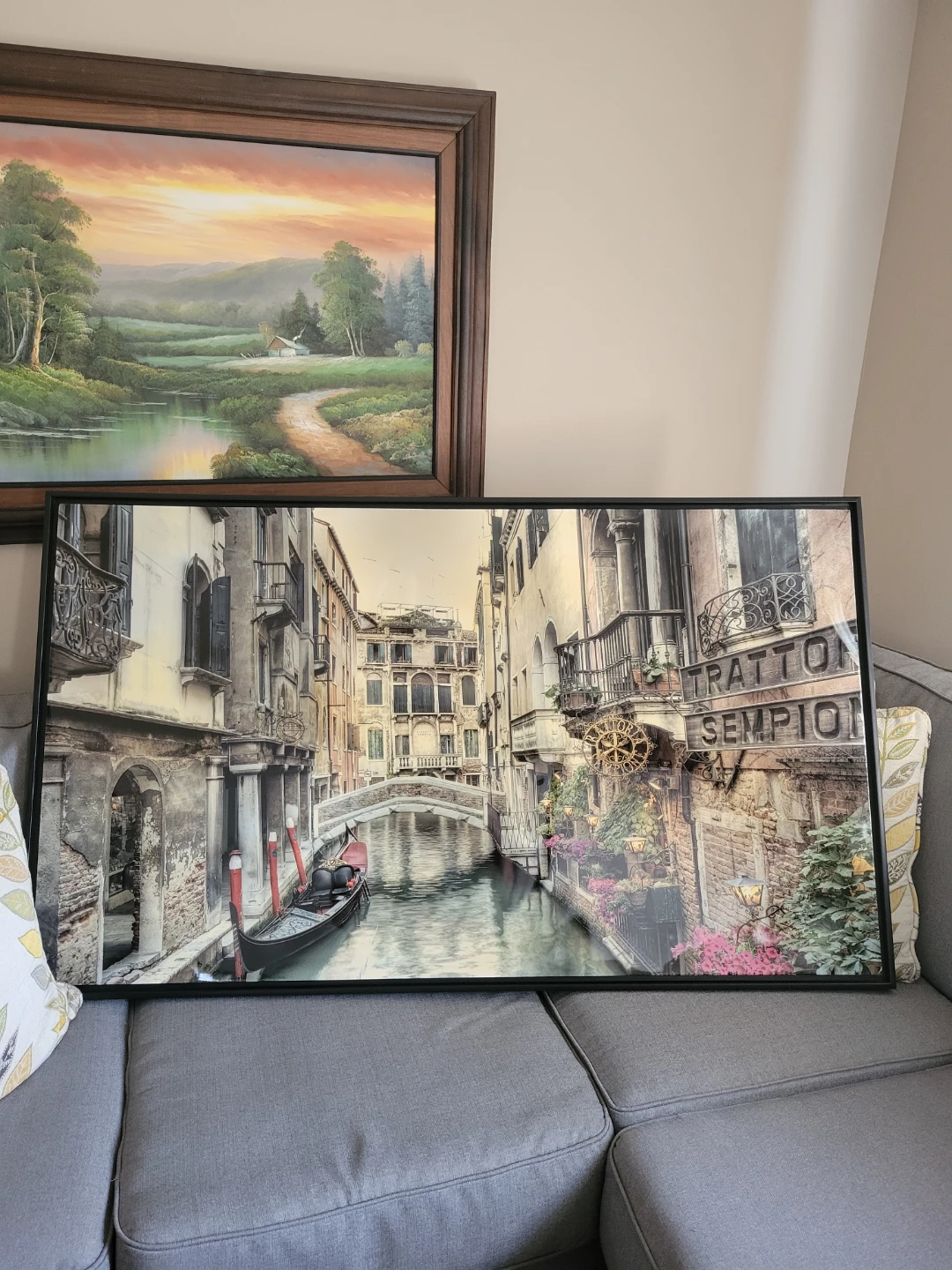 Large Framed Venice Canal Wall Art - photo 2