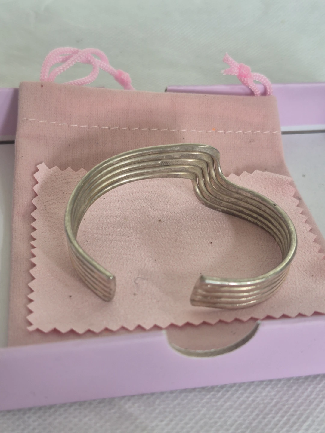 Silver Tone Wavy Cuff Bracelet
