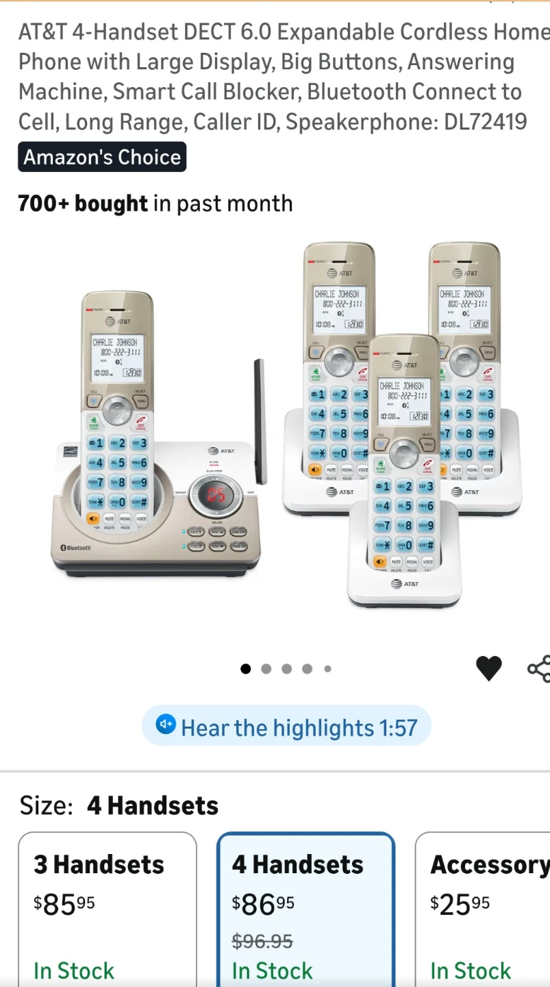 AT&T 4 Handset Answering System with Connect to Cell