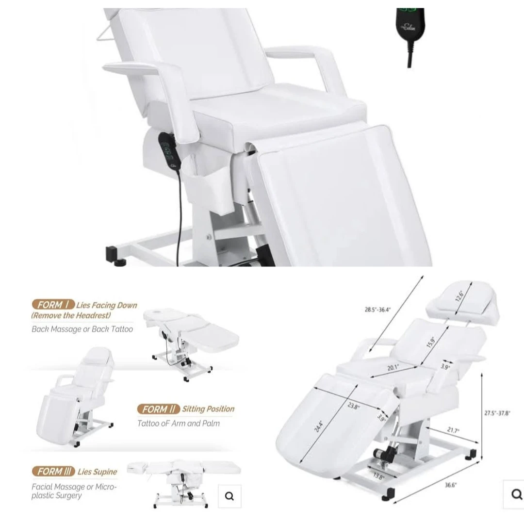 White Electric Spa Bed Facial Massage Tattoo Bed - photo 5