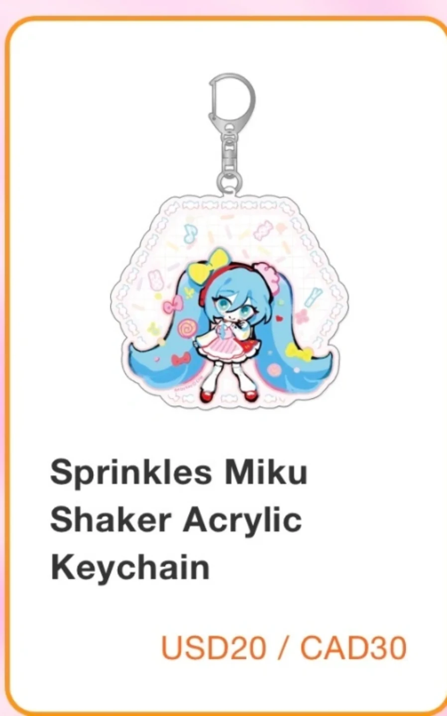 Sprinkles Miku Shaker Acrylic Keychain