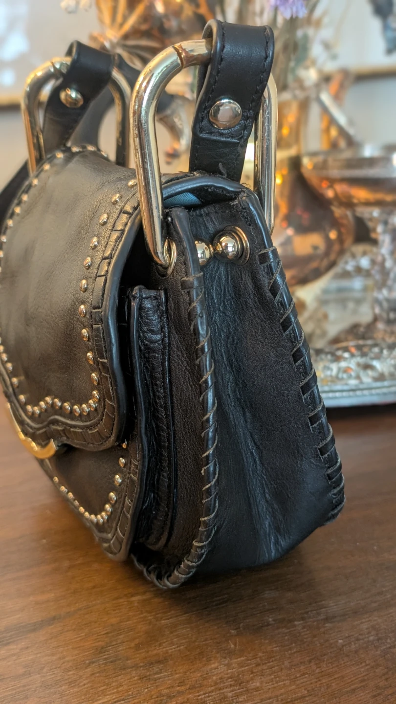 Cynthia Rowley Black Leather Studded Crossbody Bag - photo 2