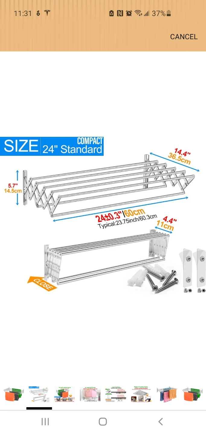 Wall Mounted Retractable clothes Drying Rack