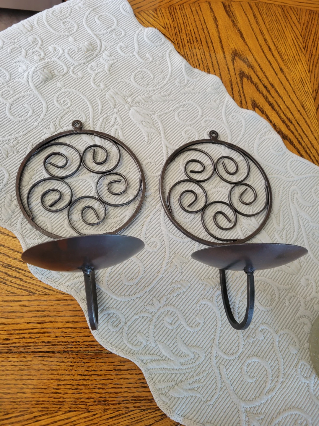 Brown Metal Celtic Style Candle Sconces.  Garden