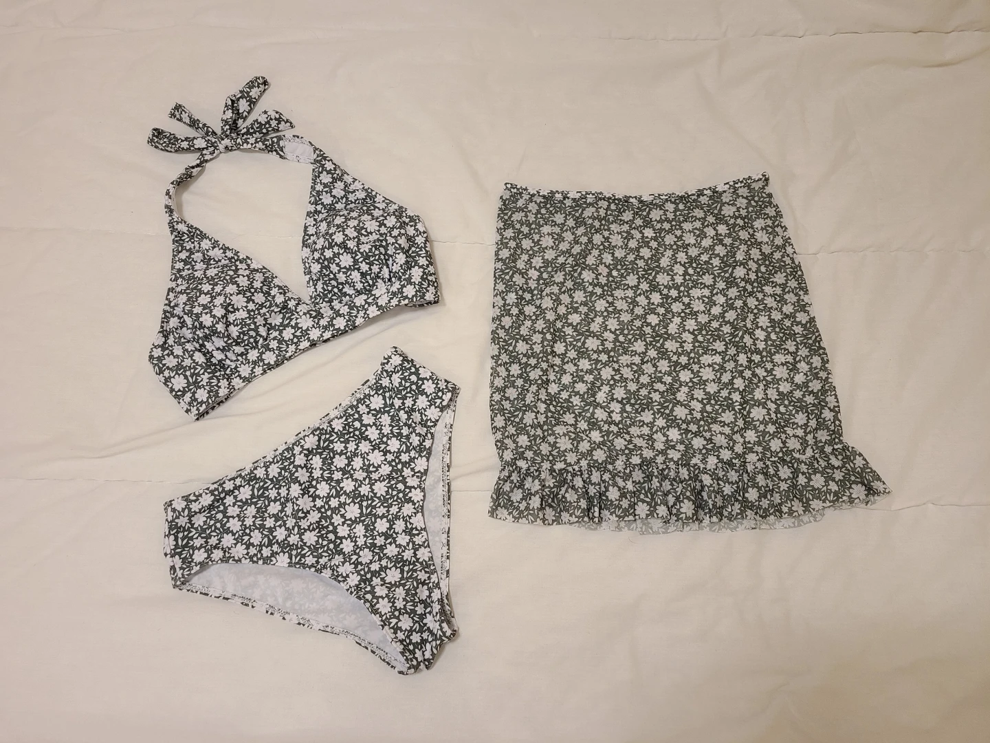 New Floral Bikini Set with Skirt