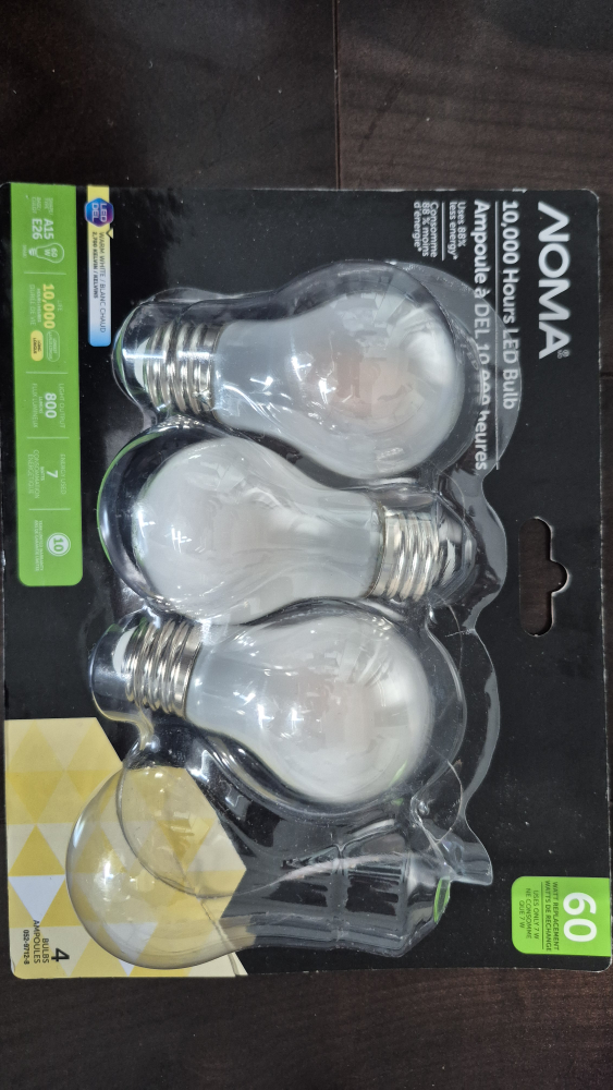 NOMA A15 E26 60W LED Light Bulbs - 3Pack