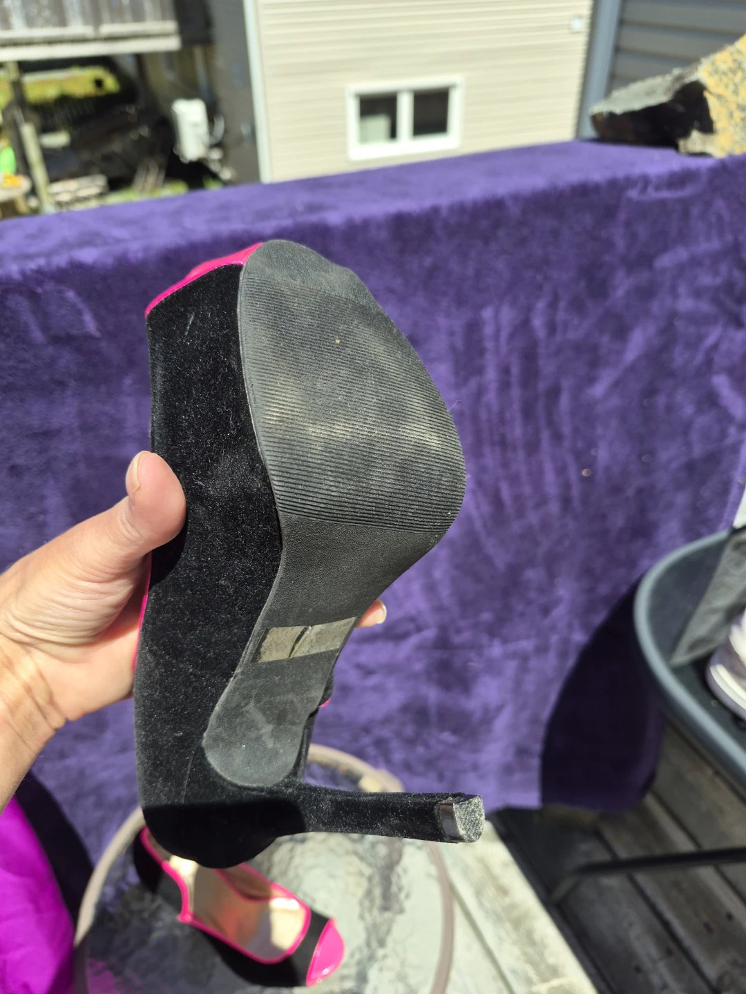 Qupid Black Peep Toe Heels with Hot Pink Trim - photo 3
