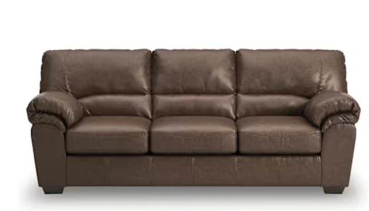 Brown Leather Sofa with Decorative Pillows
