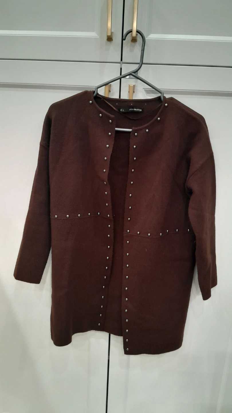 Brown Studded Cardigan red top both $15