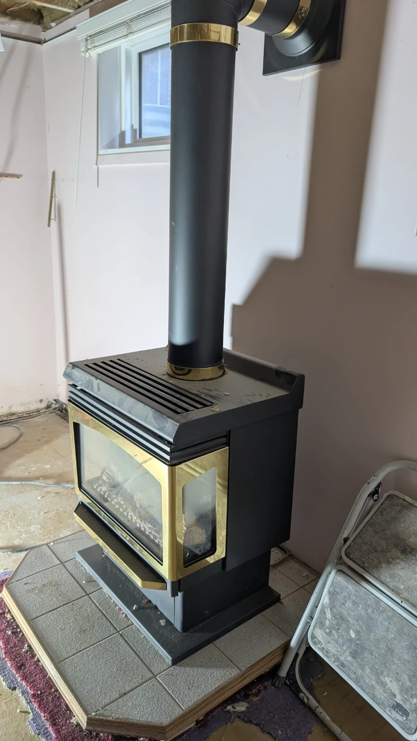 Majestic Gas Fireplace with Gold Trim
