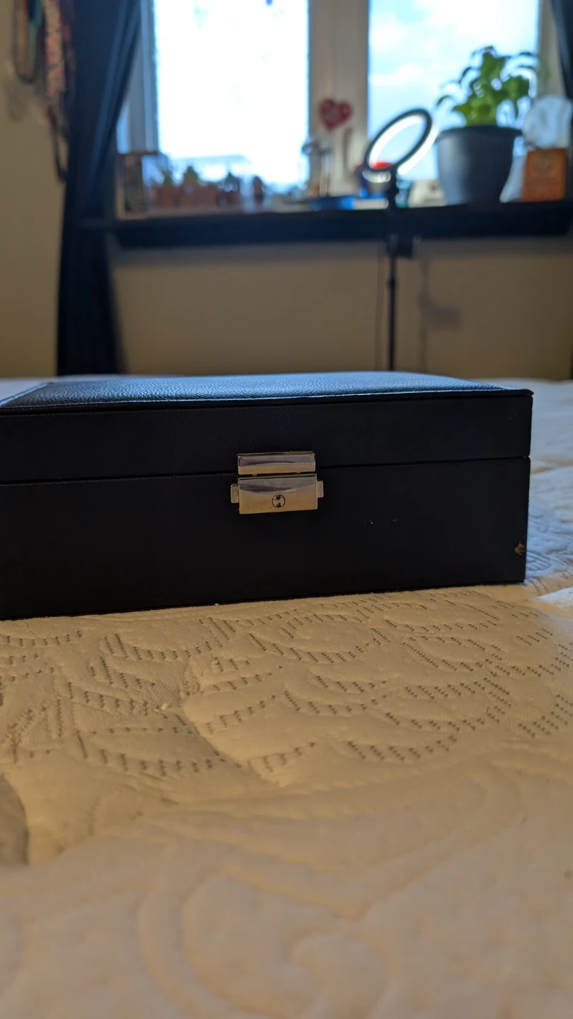 Black Faux Leather Jewelry Box Organizer