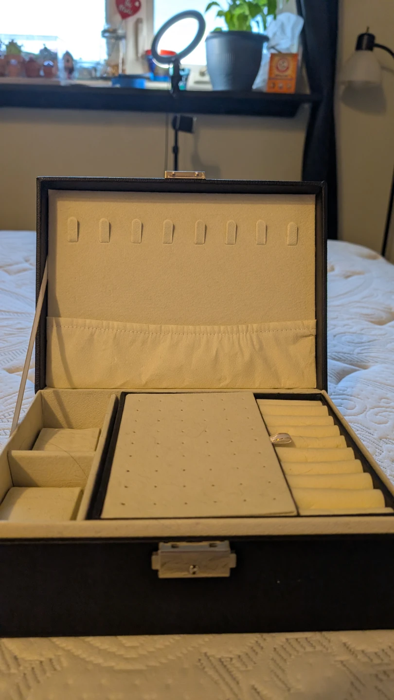 Black Faux Leather Jewelry Box Organizer - photo 2