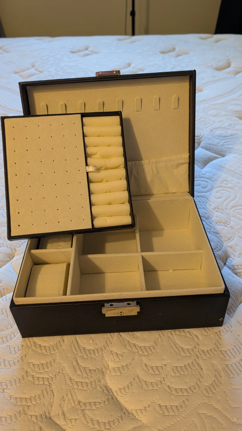 Black Faux Leather Jewelry Box Organizer - photo 4