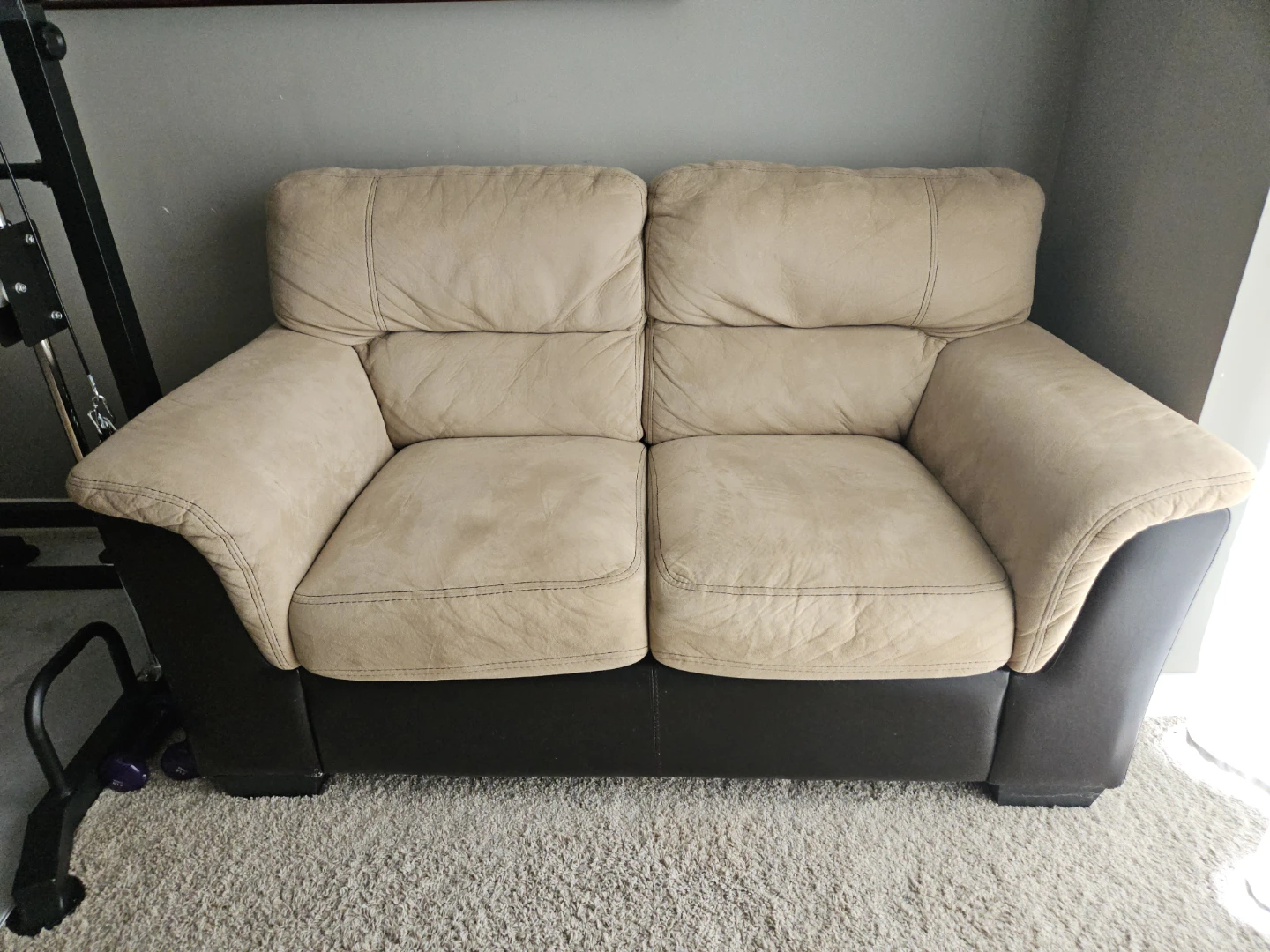 2-Seater Sofa - Beige & Black