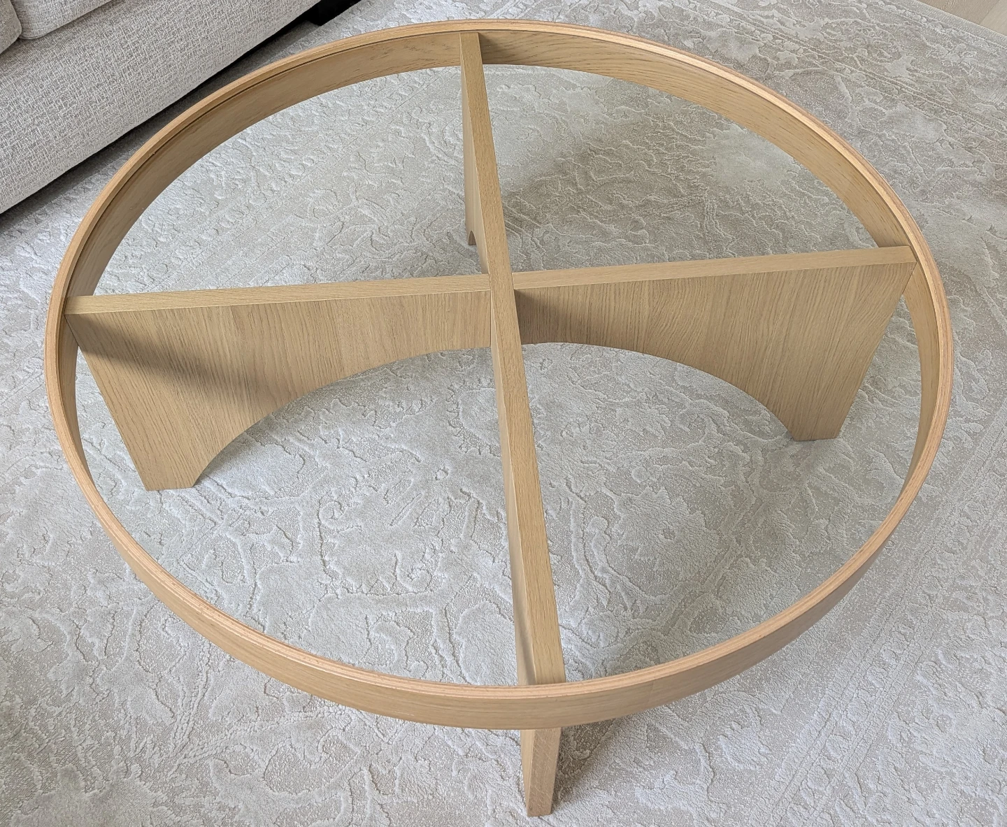 IKEA Oak Veneer Glass Coffee Table - Stockholm