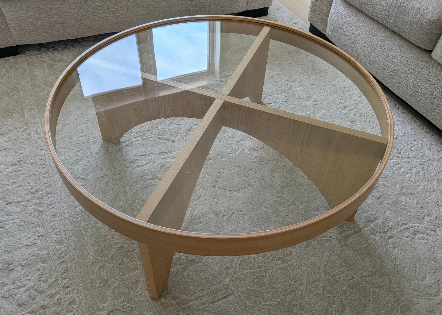 IKEA Oak Veneer Glass Coffee Table - Stockholm - photo 3
