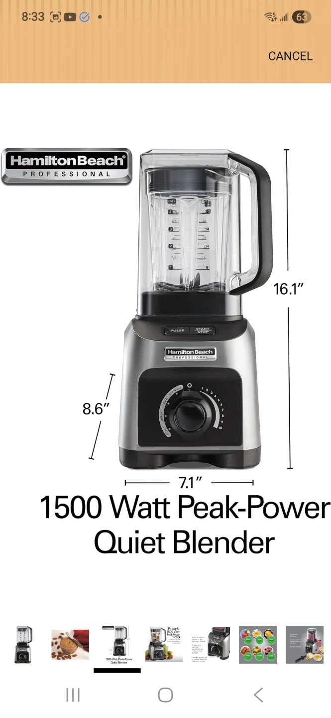 Hamilton Beach Professional Quiet Blender - 1500 Watt Peak Power - photo 2