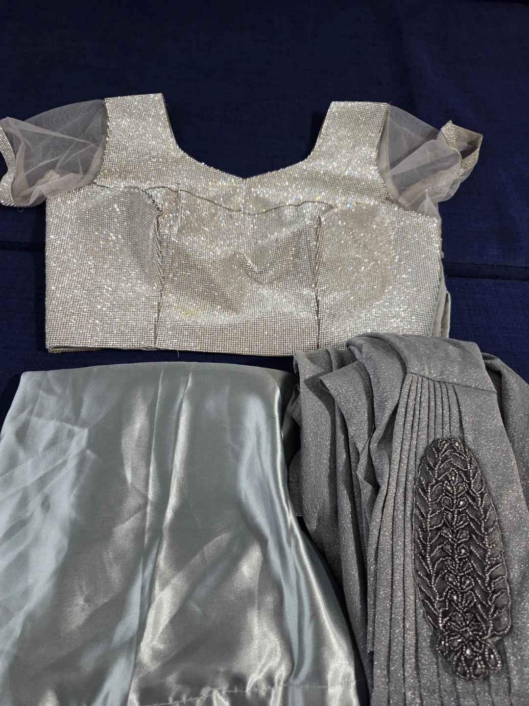 Sparkly Grey Saree with Embellished Blouse