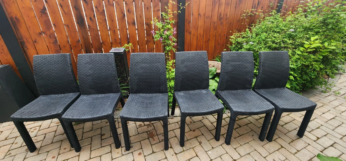 Set of 6 Black Wicker Patio Chairs - photo 3