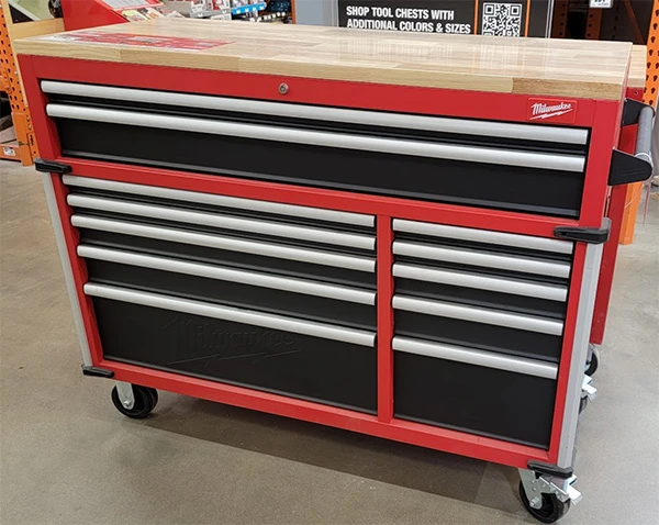 Milwaukee 13-Drawer Rolling Tool Chest with Wood Top