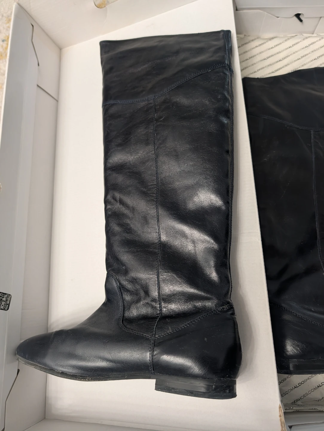 ALDO Dark Navy Blue Leather Knee-High Boots - Women's Size 8 - photo 2