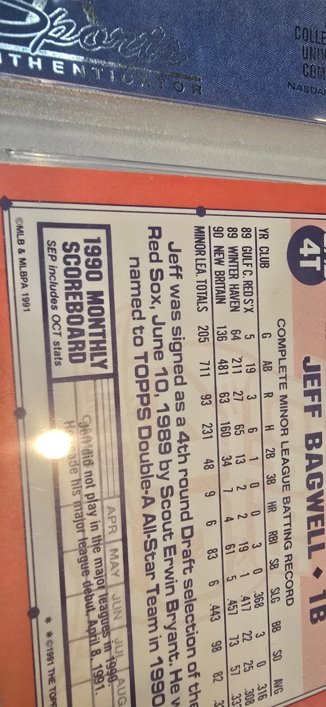 1991 Topps Traded Jeff Bagwell Baseball Card - photo 4
