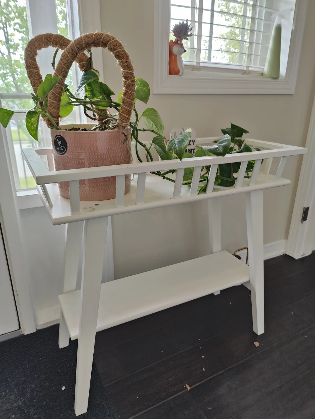 White Wooden Plant Stand - photo 2