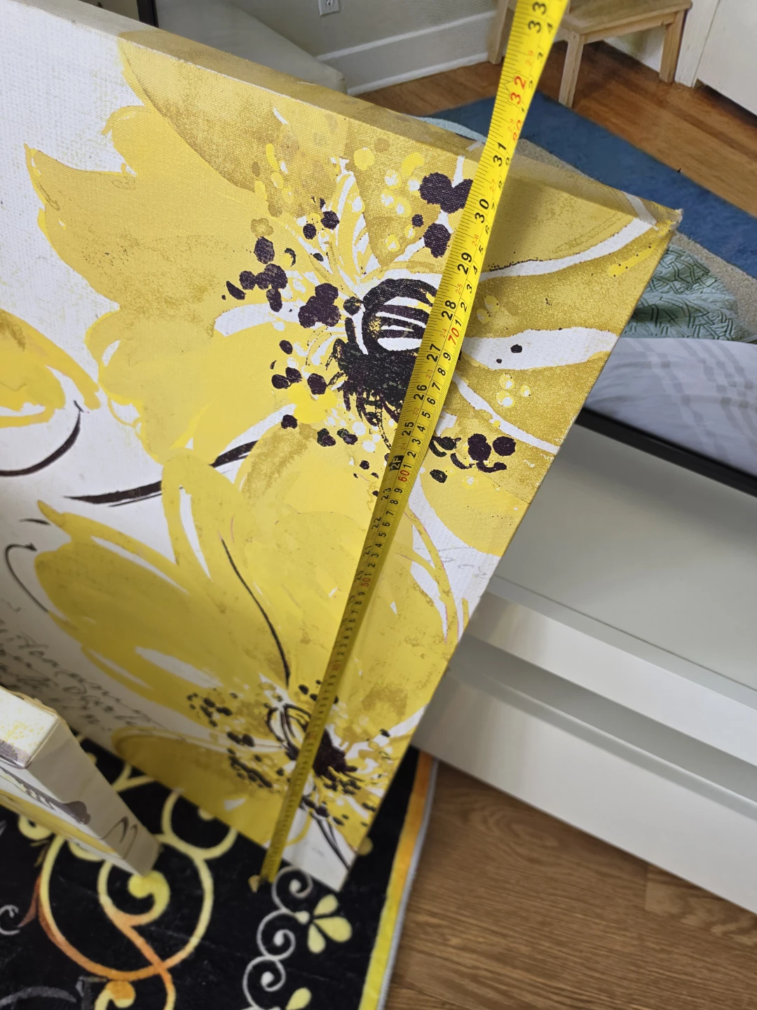 Set of 3 Yellow Floral Canvas Wall Art - photo 3