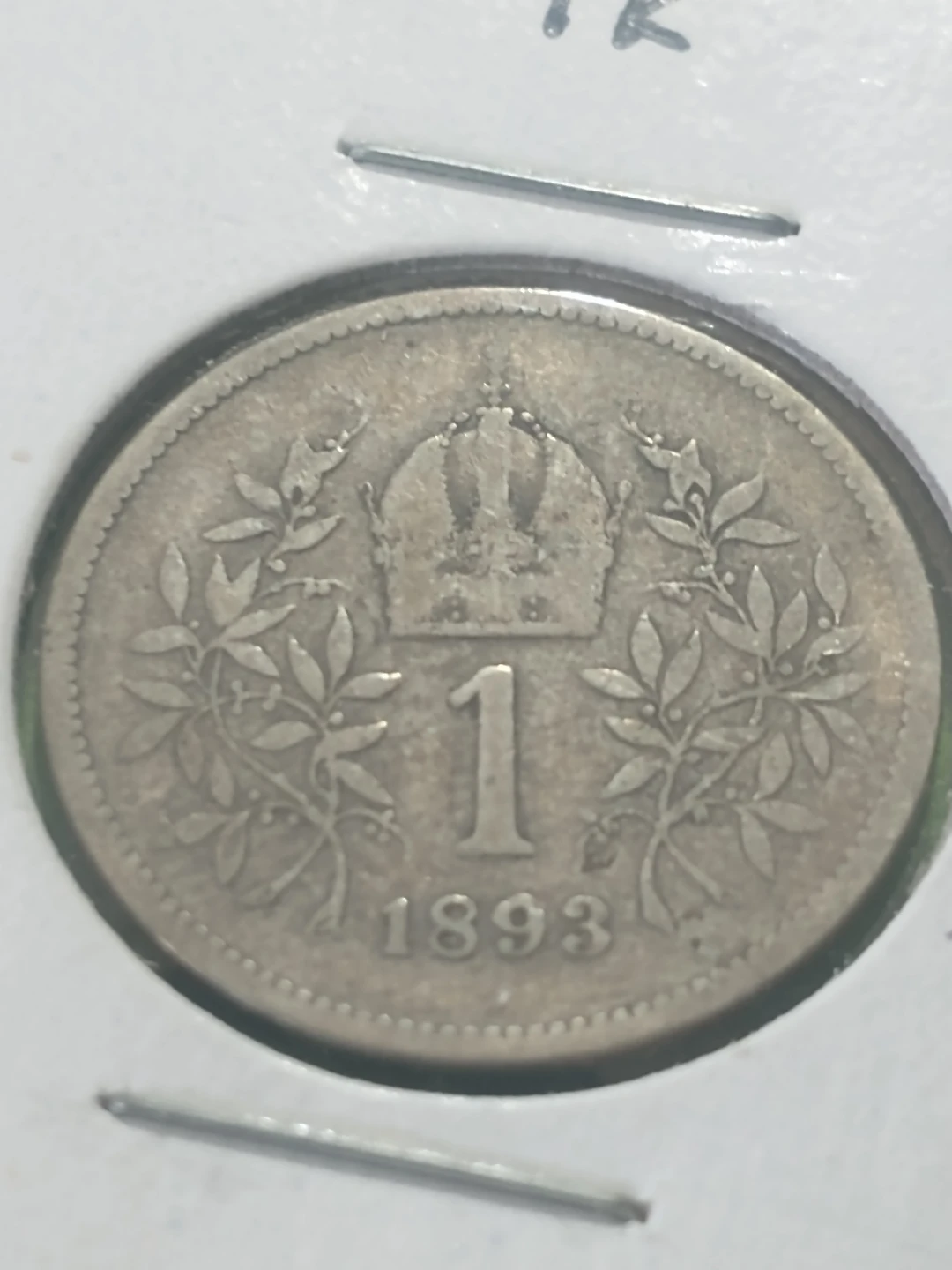1893 Austria 1 korona .835 silver coin KM #2804