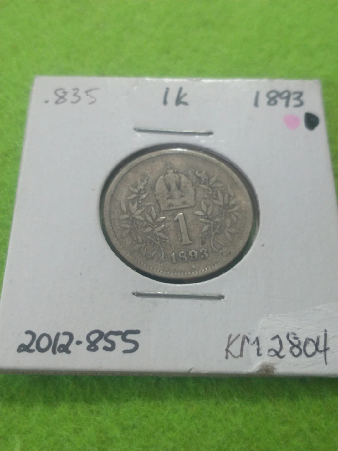1893 Austria 1 korona .835 silver coin KM #2804 - photo 2