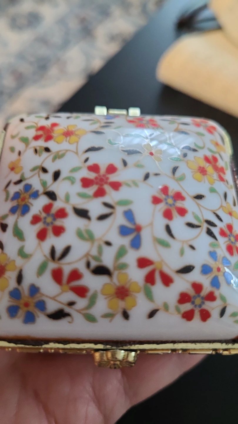 Set of 3 Porcelain Trinket Box with Floral Design - photo 2