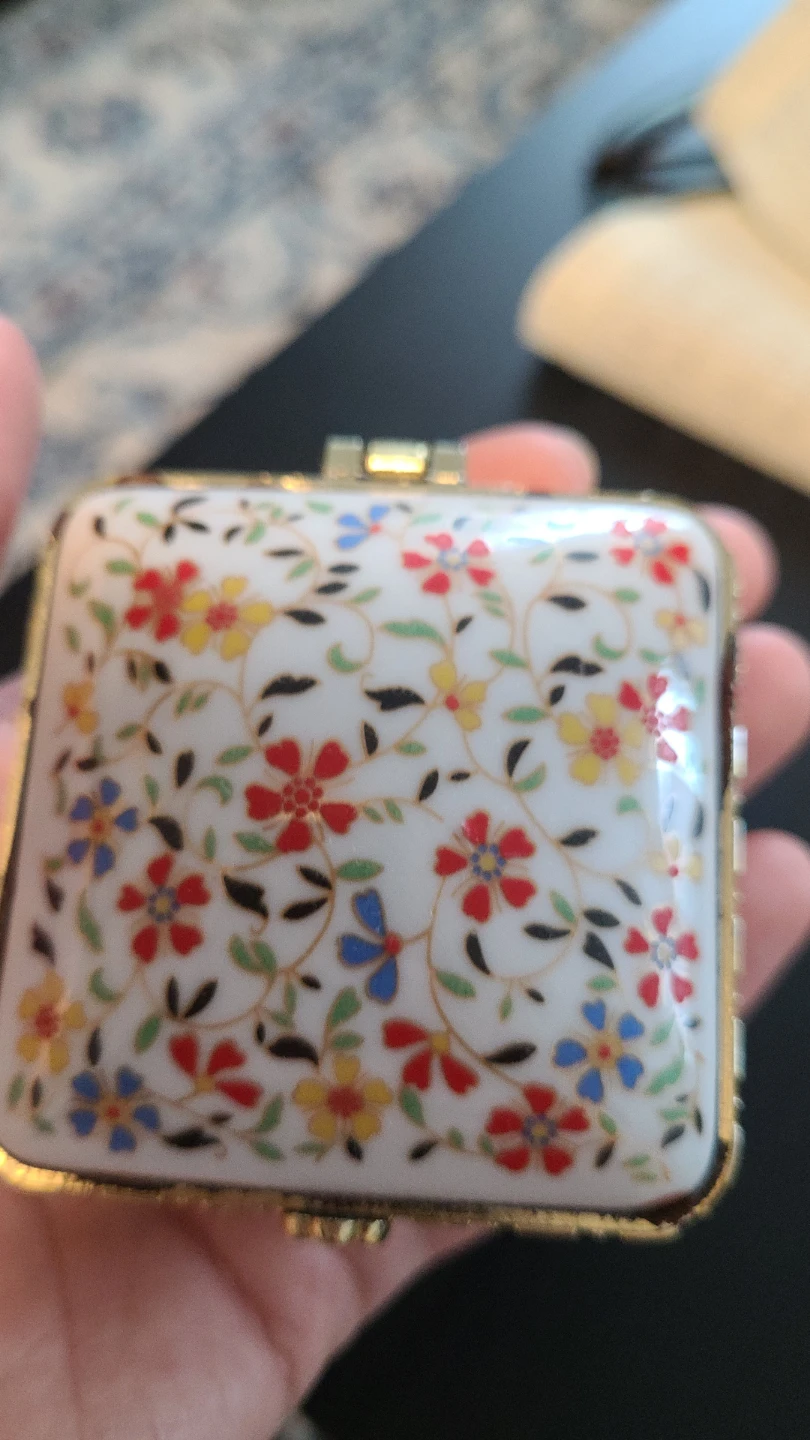 Set of 3 Porcelain Trinket Box with Floral Design - photo 4